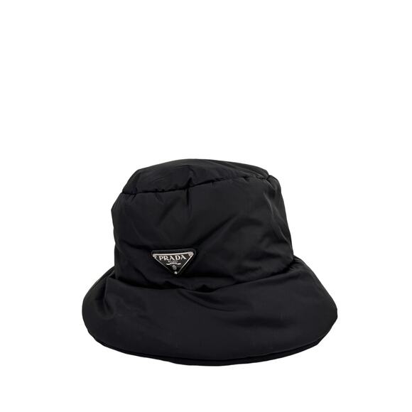 PRADA Padded Re-Nylon Bucket Hat Puffer Bucket Hat Triangle Logo L Large CLASSIC - Picture 1 of 8